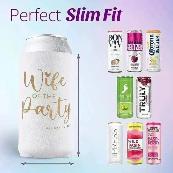 Wife of the Party Bachelorette Party Skinny Can Sleeves 11 Pack